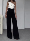 Damen Eleganter Jumpsuit mit asymmetrischem Schnitt und weitem Bein R&B