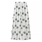 Damen Palazzo-Hose mit floralem Palmbaum-Print und seitlichen Schnürdetails R&B