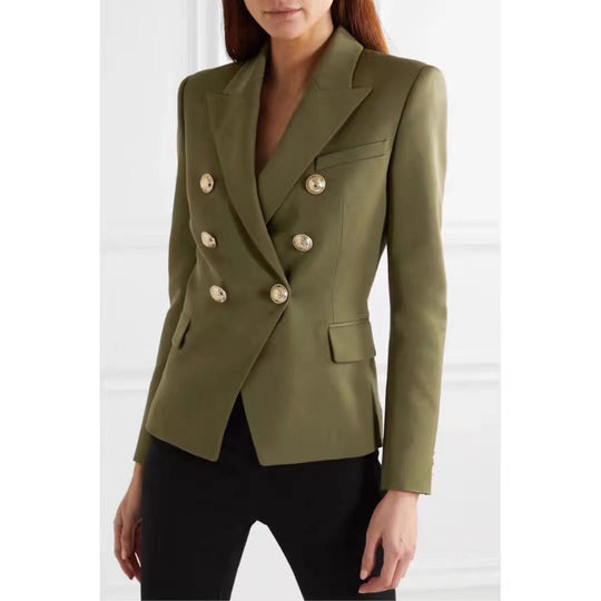 Damen Elegante Doppelreihige Blazerjacke mit goldenen Knöpfen R&B