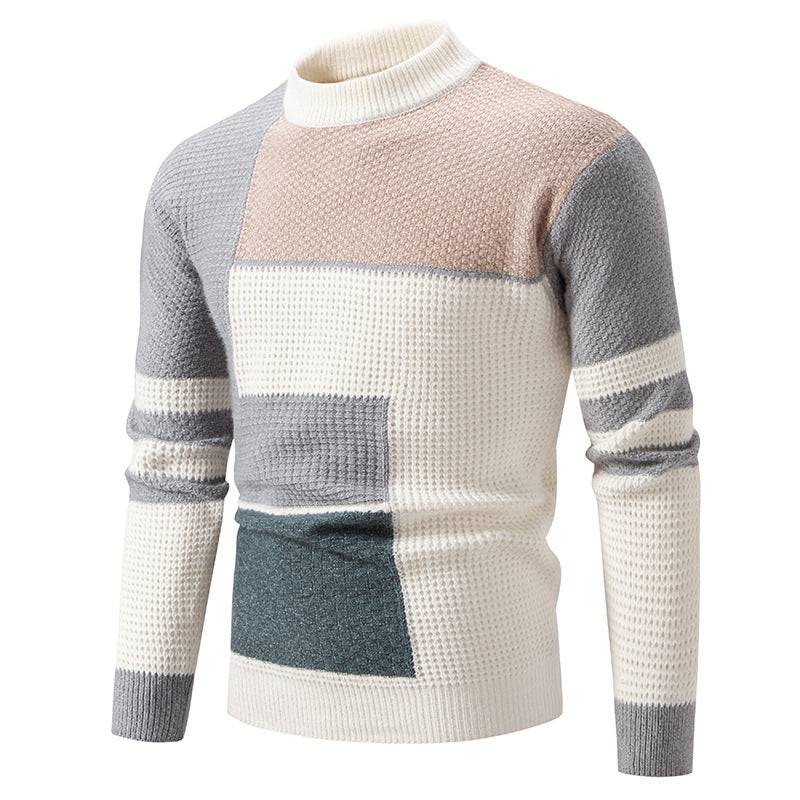Herren modischer Pullover mit strukturiertem Farbblockdesign R&B