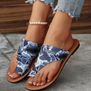Damen Zehentrenner-Sandalen mit modischem Denim-Design und komfortablem Fußbett R&B