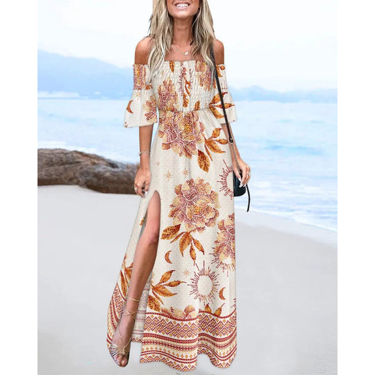 Damen Blumen Maxi Kleid R&B