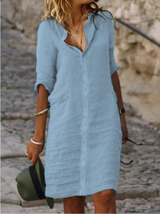 Damen Lässiges Hemdkleid mit Schicken Details R&B