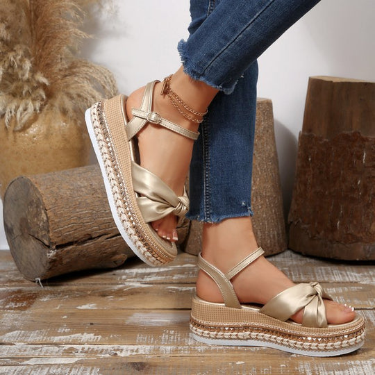 Damen Plattform-Sandalen mit raffinierter Knotenoptik R&B