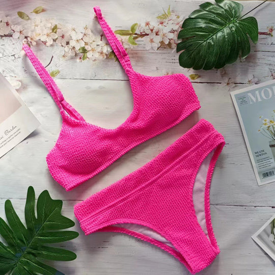 Damen Triangel-Bikini mit elastischem Wellenmuster und komfortablem Schnitt R&B