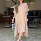 Damen lässiges Leinenkleid mit voluminösen Ärmeln R&B