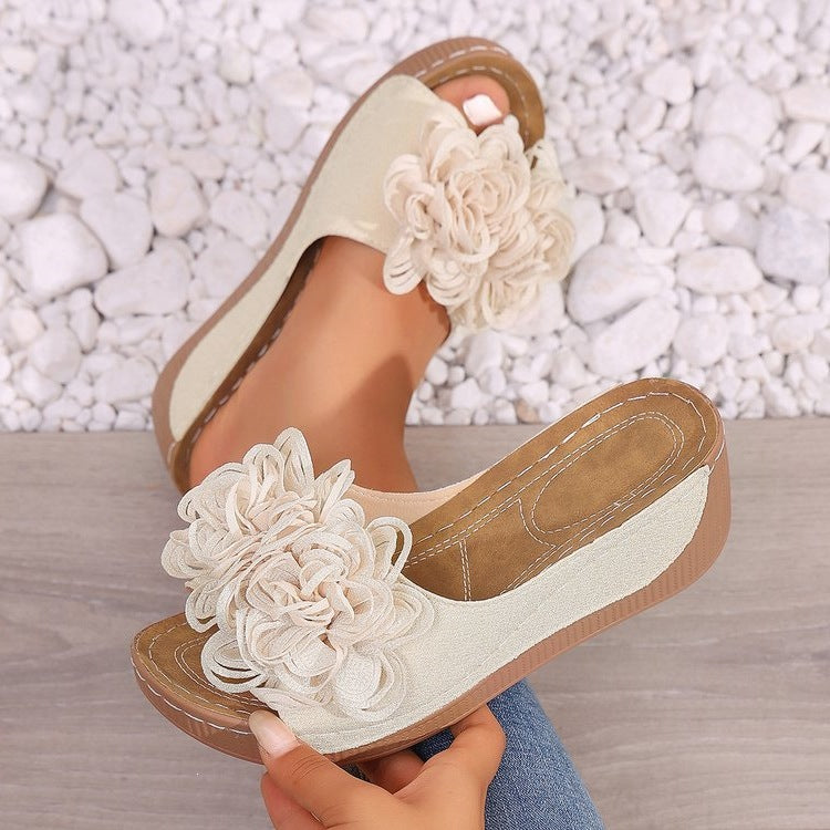 Damen modische Pantoletten mit floralen Applikationen R&B