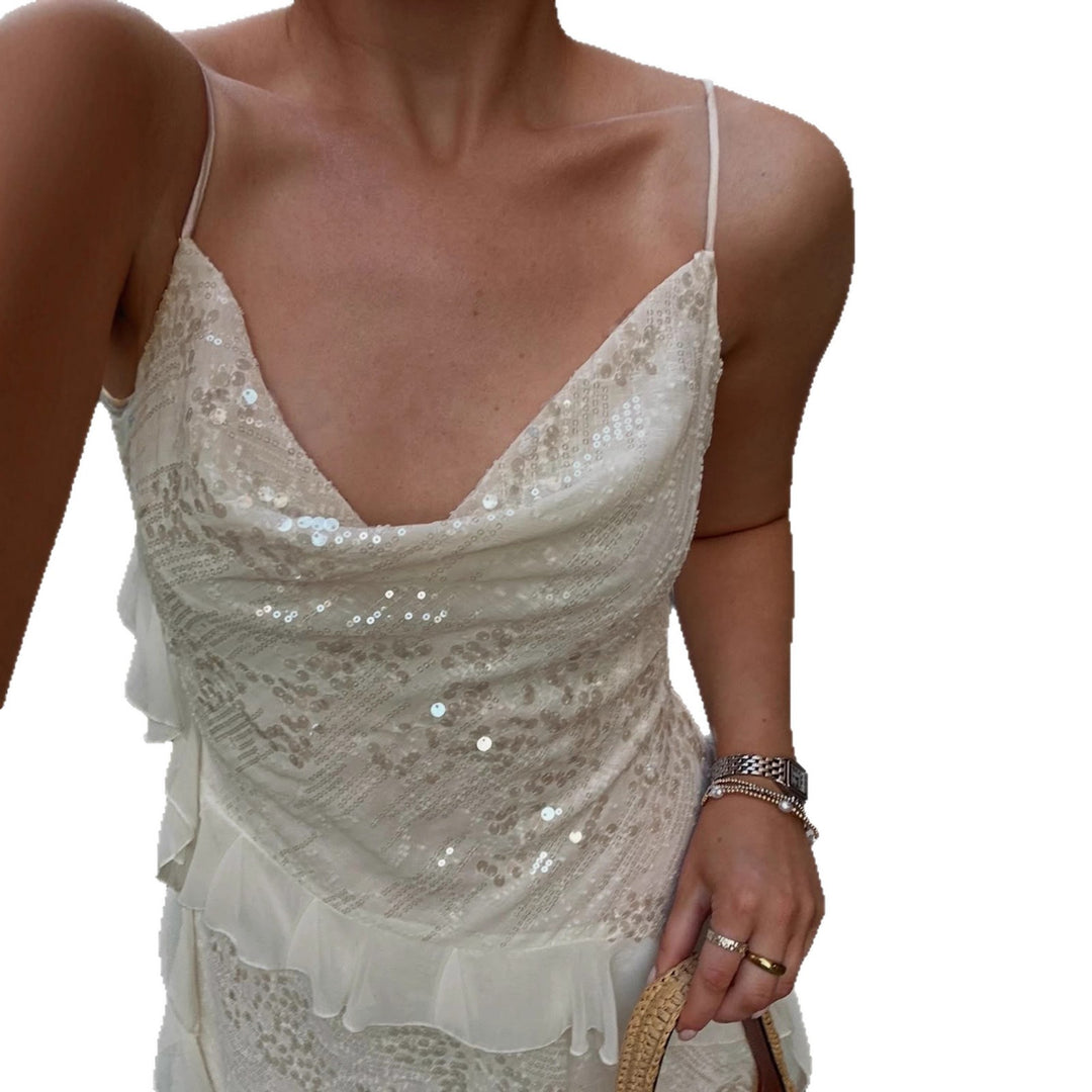 Damen Glitzerndes Partykleid mit Rüschendetails R&B