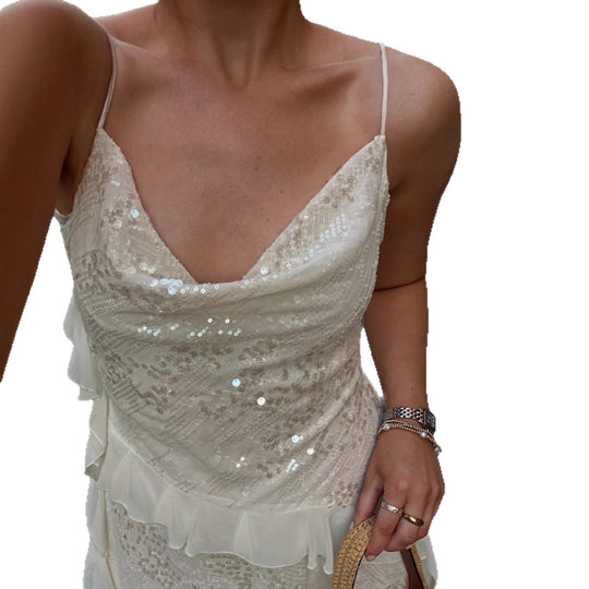Damen Glitzerndes Partykleid mit Rüschendetails R&B