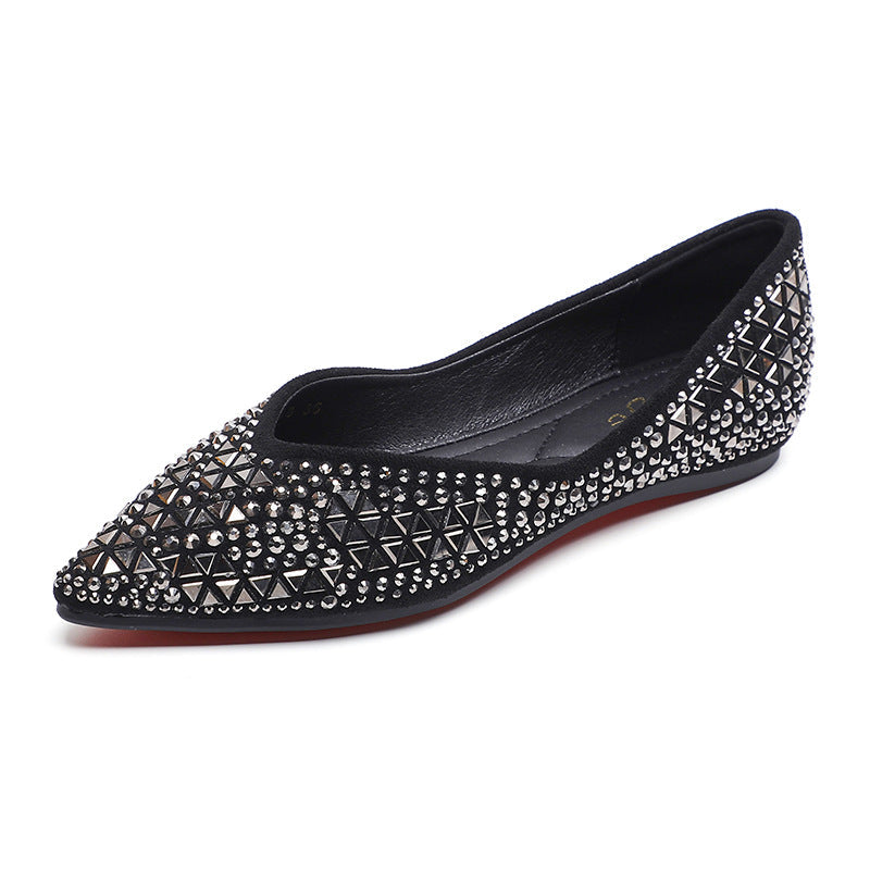 Damen elegante Ballerinas mit funkelnden Strassapplikationen