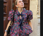 Damen Bluse mit voluminösen Ärmeln und floralen Mustern R&B