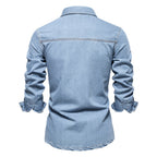 Herren Denim Hemd mit zwei Brusttaschen und modischem Schnitt