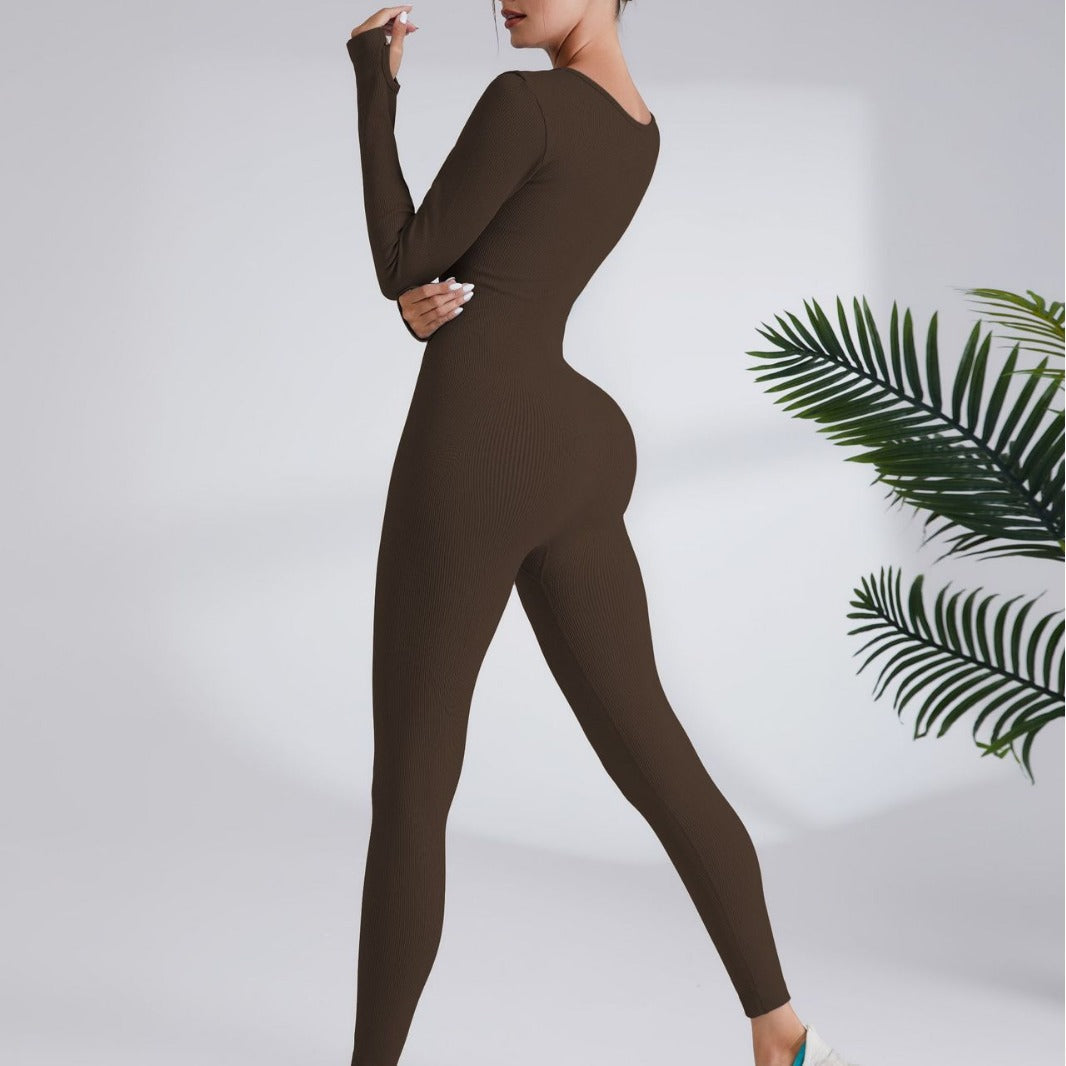 Damen Leggingsanzug mit elegantem Quadrat-Ausschnitt und figurbetonendem Schnitt R&B