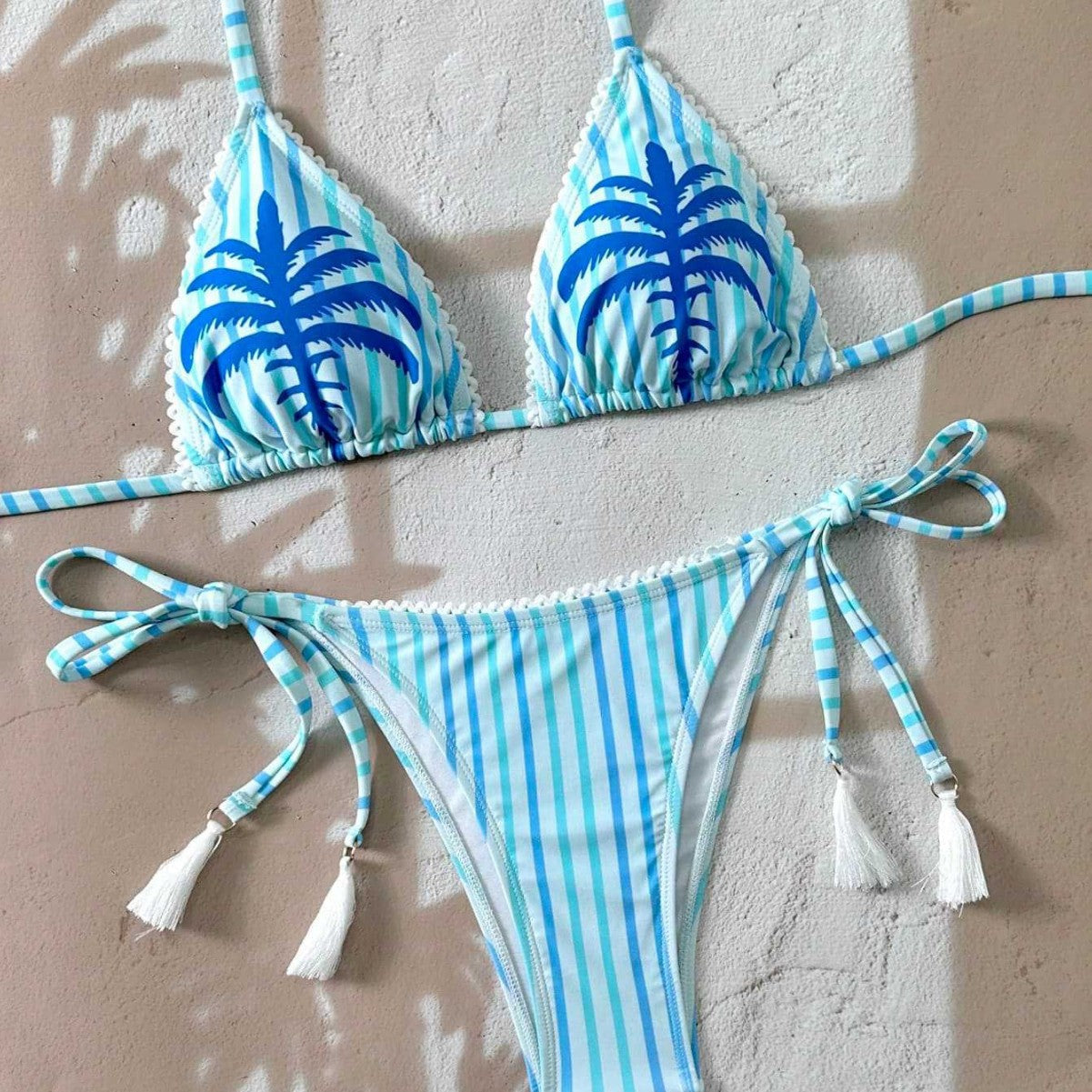 Damen Bikiniset mit verspielten Rüschen und floralem Design R&B