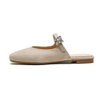 Damen elegante Slingback Ballerinas mit modischem Schnallenakzent