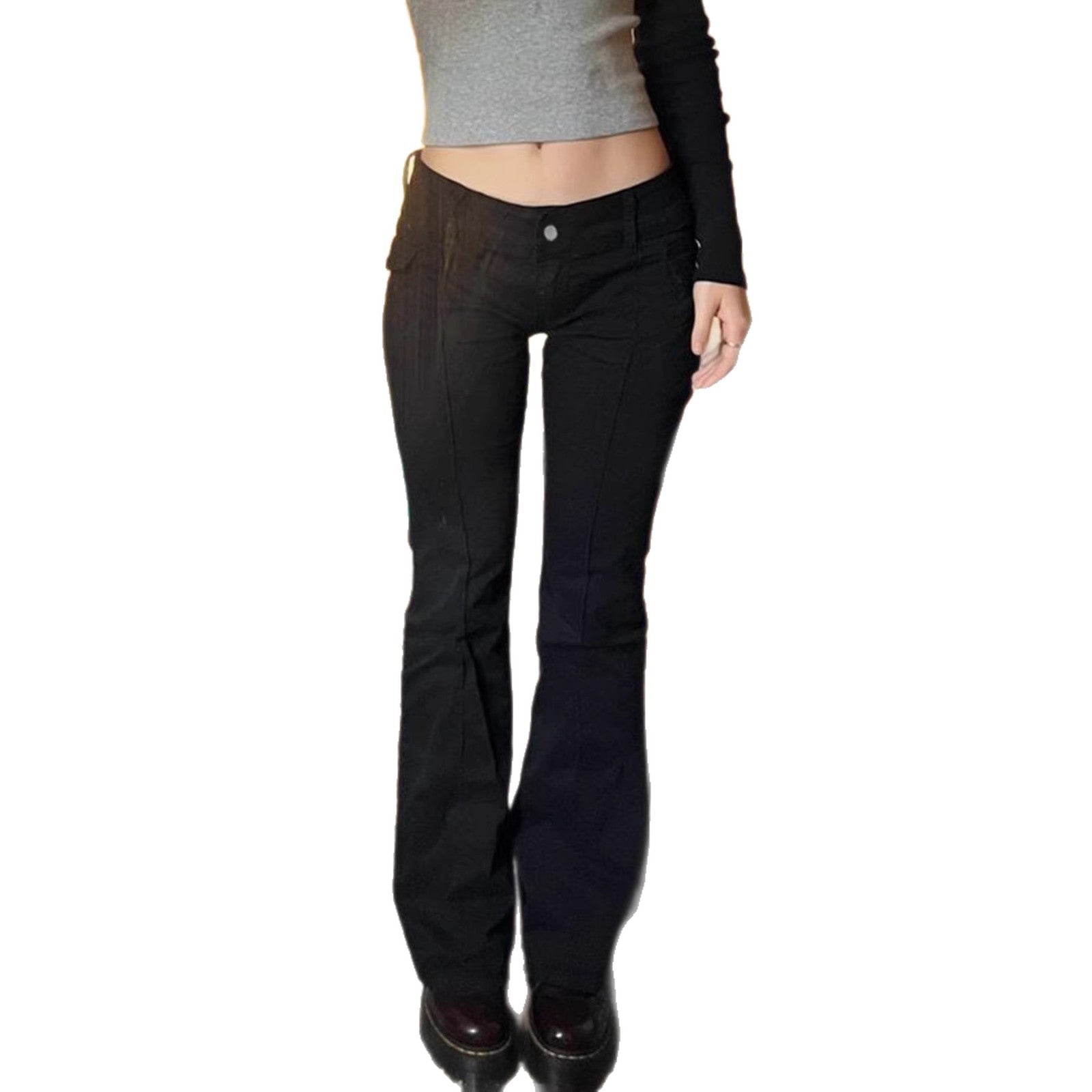 Damen Hochtaillierte Flared Jeans mit praktischen Taschen R&B