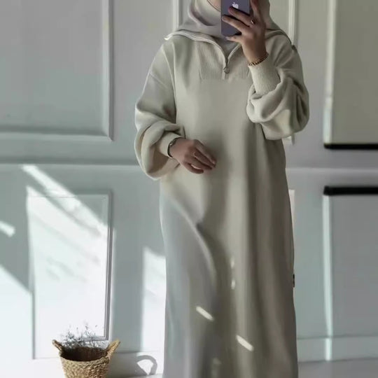 Damen Kapuzenkleid mit Reißverschluss und lässigem Schnitt R&B