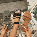 Damen Flache Riemchensandalen mit geschmackvollen Querstreifen R&B