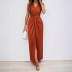 Damen Langkleid mit elegantem Wickeldesign und figurbetontem Schnitt R&B