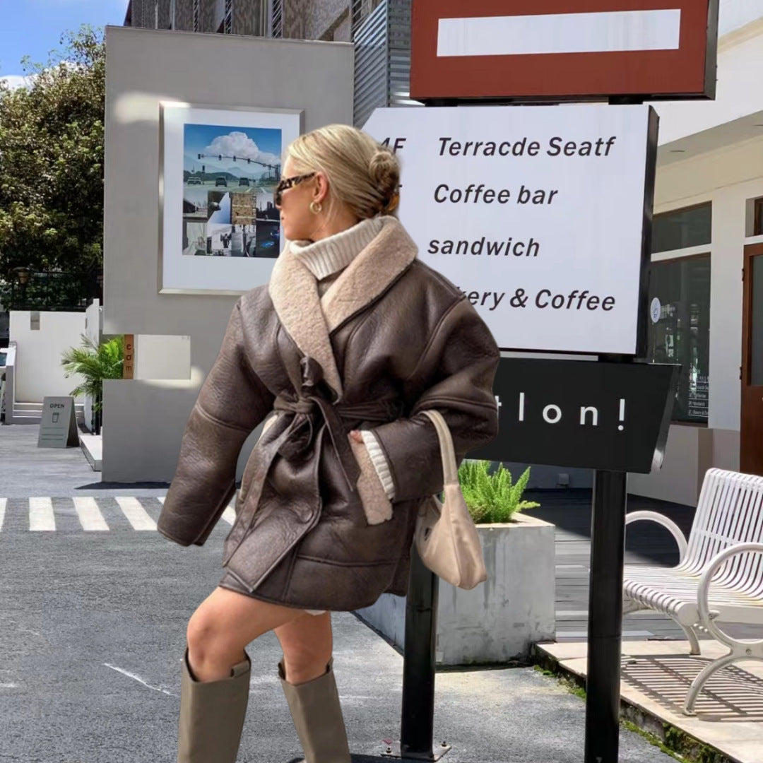 Damen Wickeljacke mit kuscheligem Kragen R&B