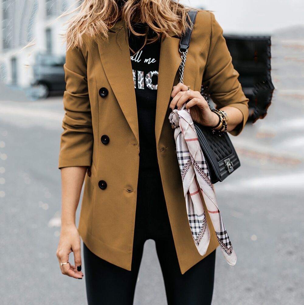 Damen eleganter taillierter Blazer mit doppelter Knopfleiste R&B