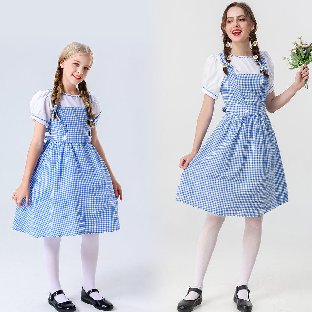 Damen Trachtenkleid mit romantischen Karomustern und schicken Knopfdetails R&B