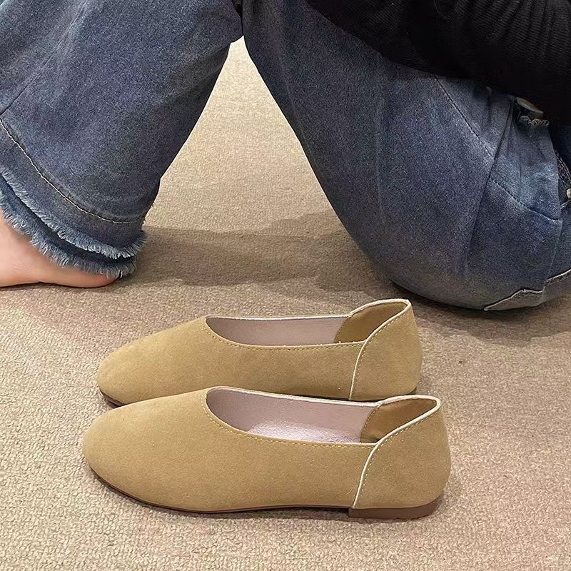 Damen flache Ballerinas aus hochwertigem Veloursleder R&B