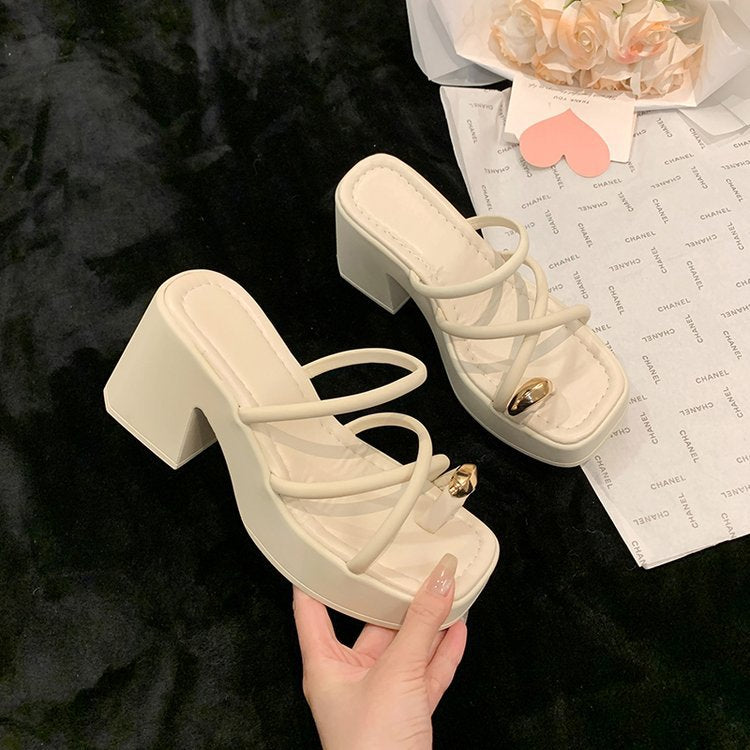 Damen glamouröse Plateau-Sandaletten mit modischem Riemendesign und schickem Blockabsatz R&B