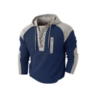 Herren nan Kapuzenpullover mit Schnürblende und vertikaler Reißverschluss-Brusttasche R&B