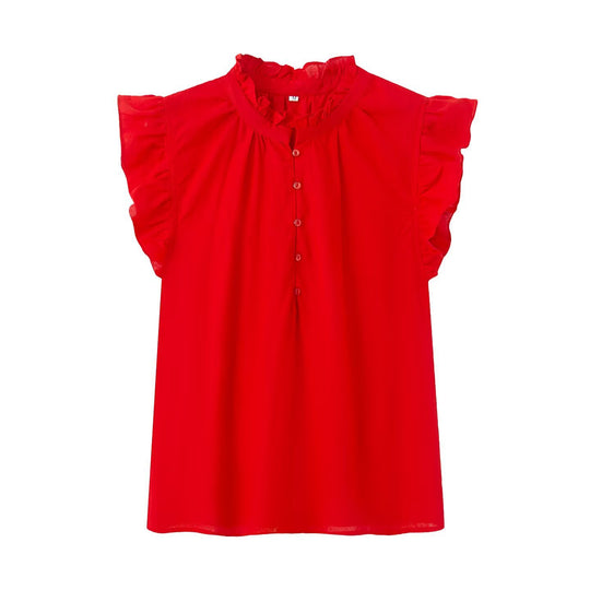 Damenbluse mit Rüschendetails und Knopfleiste R&B