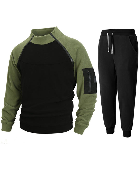 Herren Sportliches Oberteil mit funktionalem Reißverschluss und komfortabler Jogginghose R&B