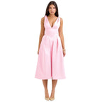 Damen Elegantes Wickelkleid mit tiefem V-Ausschnitt und schwingendem Rock EB