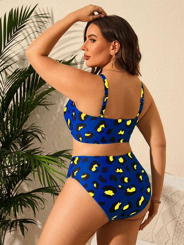 Damen Hochtaillierter Bikini mit kreativem Leopardenmuster