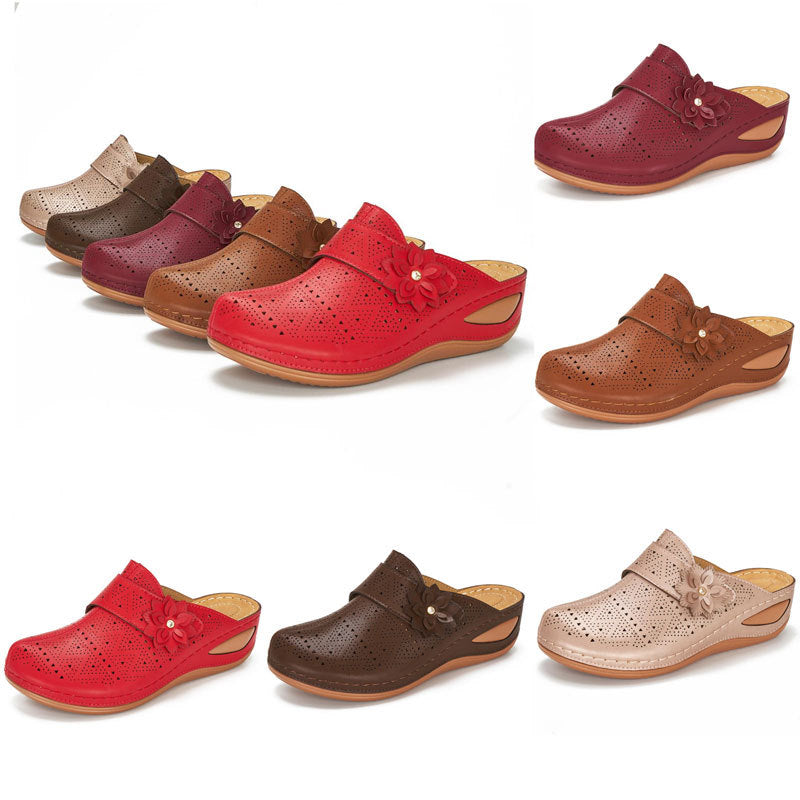 Damen bequeme Clogs mit floralem Cut-Out-Design und rutschfester Sohle R&B