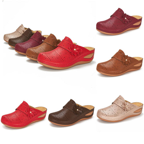 Damen bequeme Clogs mit floralem Cut-Out-Design und rutschfester Sohle R&B