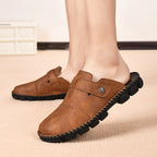 Damen Komfortable Leder-Mules mit verstellbarem Riemen R&B