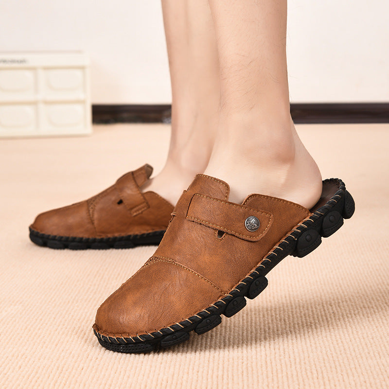 Damen Komfortable Leder-Mules mit verstellbarem Riemen R&B