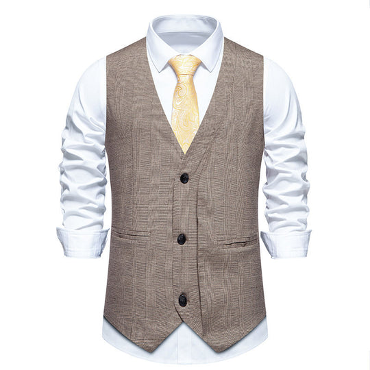 Herren elegante Anzugweste mit klassischem Herringbone-Muster und praktischen Taschen R&B