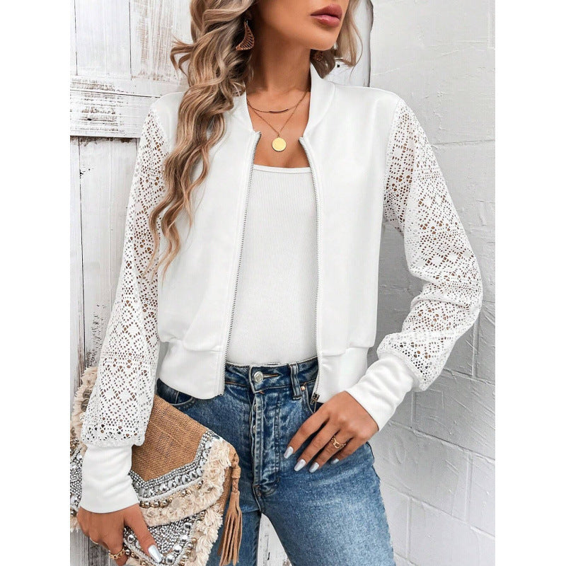 Damen Freizeitjacke mit stilvollen Spitzeinsätzen R&B