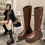Damen Hochhackige Stiefel mit raffiniertem Riemen-Detail und glänzendem Finish R&B