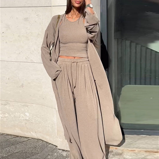 Damen Lässiges Freizeit-Ensemble mit offener Jacke R&B