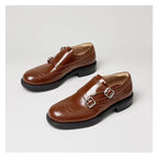 Damen elegante Doppelmonk-Schuhe mit dekorativen Perforierungen und edler Beschläge R&B
