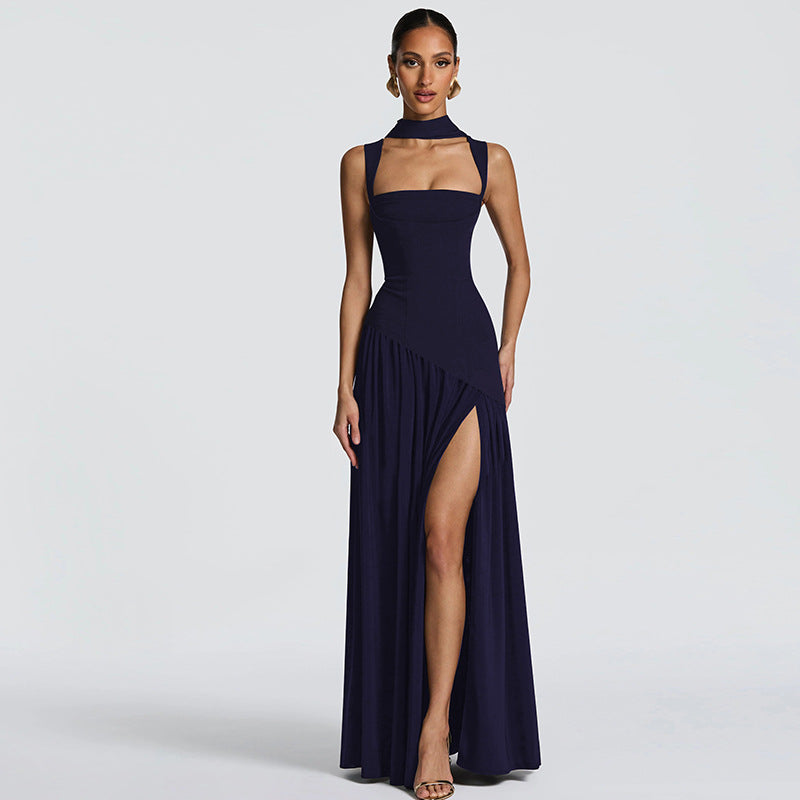 Damen Elegantes Abendkleid mit asymmetrischem Schnitt und tiefem Schlitz R&B