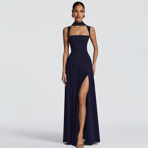 Damen Elegantes Abendkleid mit asymmetrischem Schnitt und tiefem Schlitz R&B
