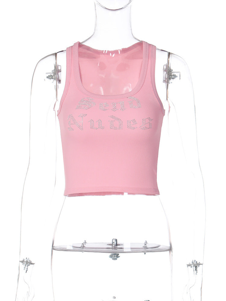 Damen Crop-Top mit funkelndem Schriftzug R&B