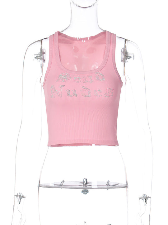 Damen Crop-Top mit funkelndem Schriftzug R&B