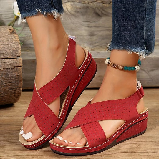 Damen Elegante Komfort Sandalen mit kreuzenden Riemen R&B