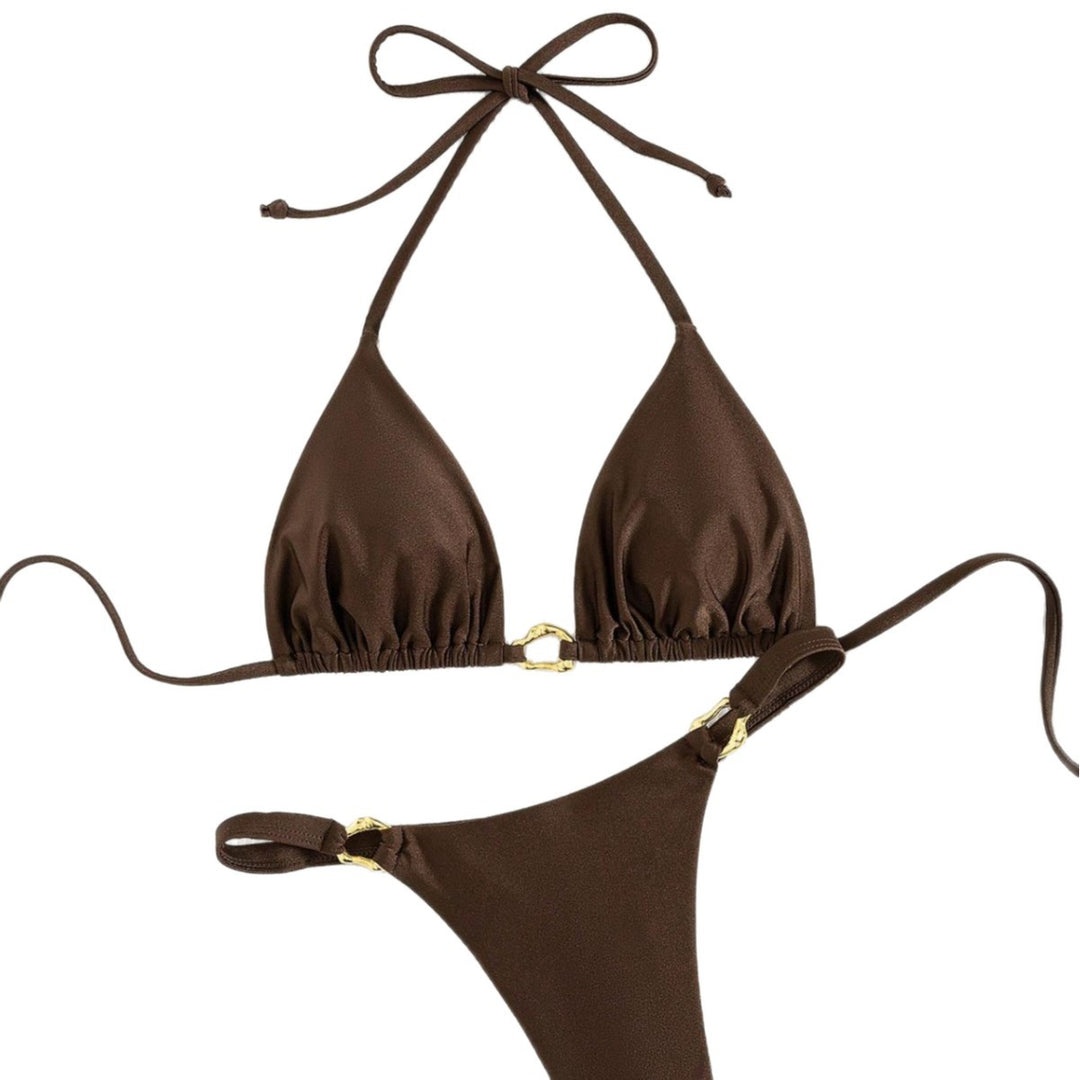 Damen Triangel-Bikini mit luxuriösen goldenen Akzenten R&B
