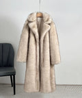 Damen Eleganter Pelzmantel mit großen Taschen R&B