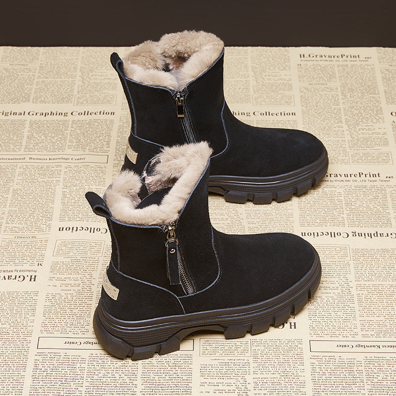 Damen Warme Winterstiefel mit durchgehendem Futter und robustem Reißverschluss R&B